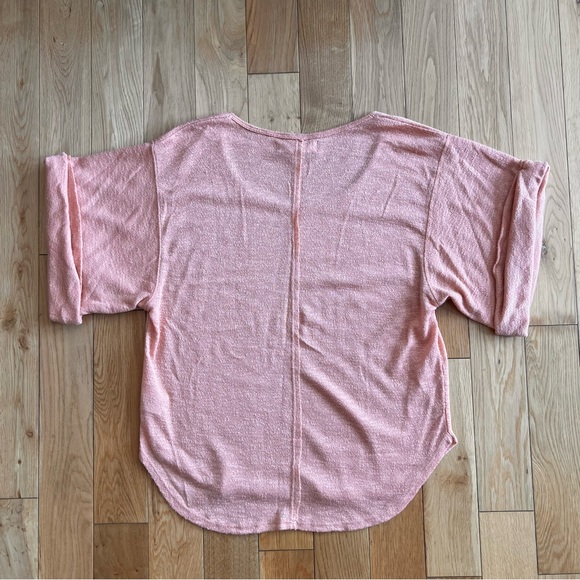 Free People FP Beach Nani Top Marled Peach Orange Rolled Sleeve Slouchy Large - Picture 5 of 7